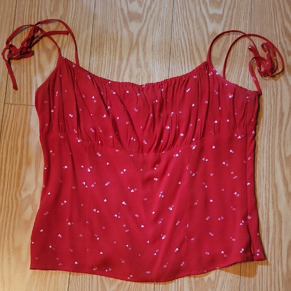 Sunday Best Red Ruched Tie Front Camisole